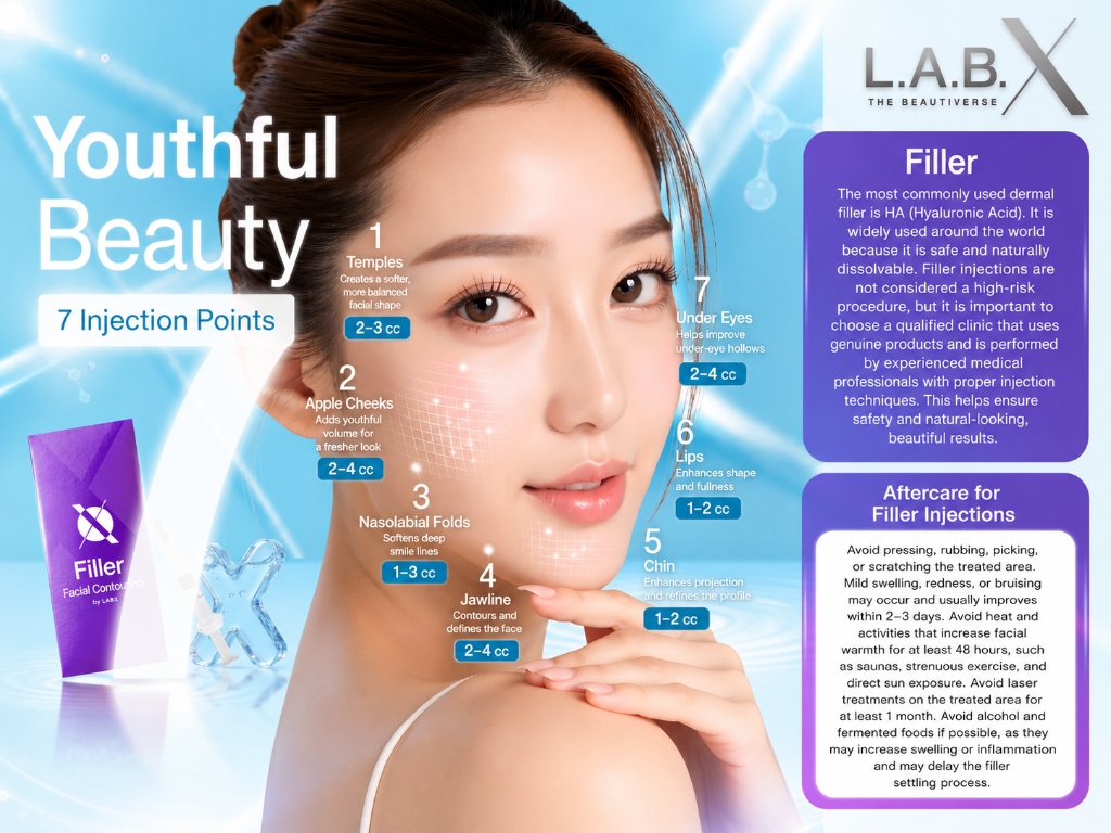 Youthful Beauty Dermal Filler 7 Injection Points Infographic